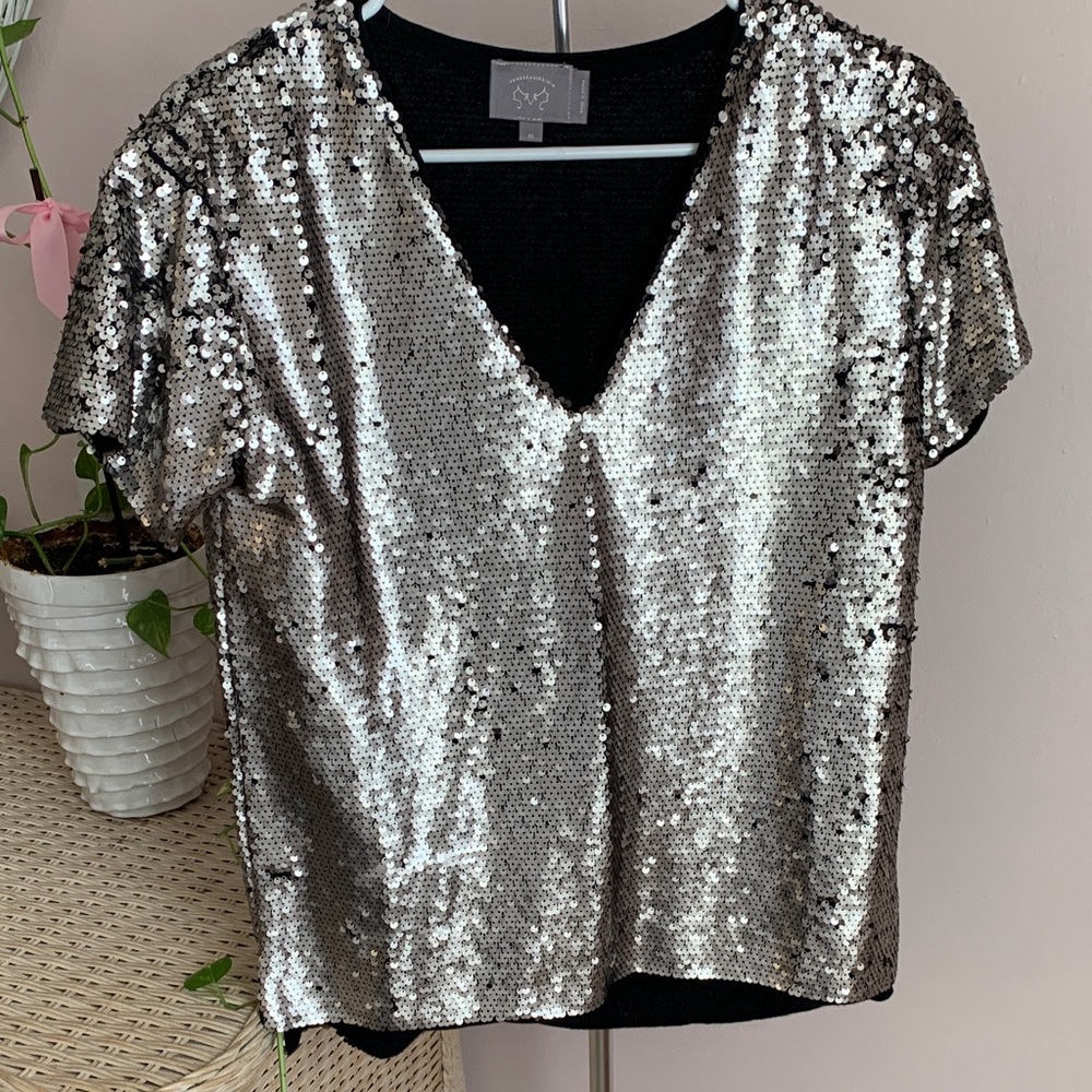 Glamorous Sequin V-Neck Top
